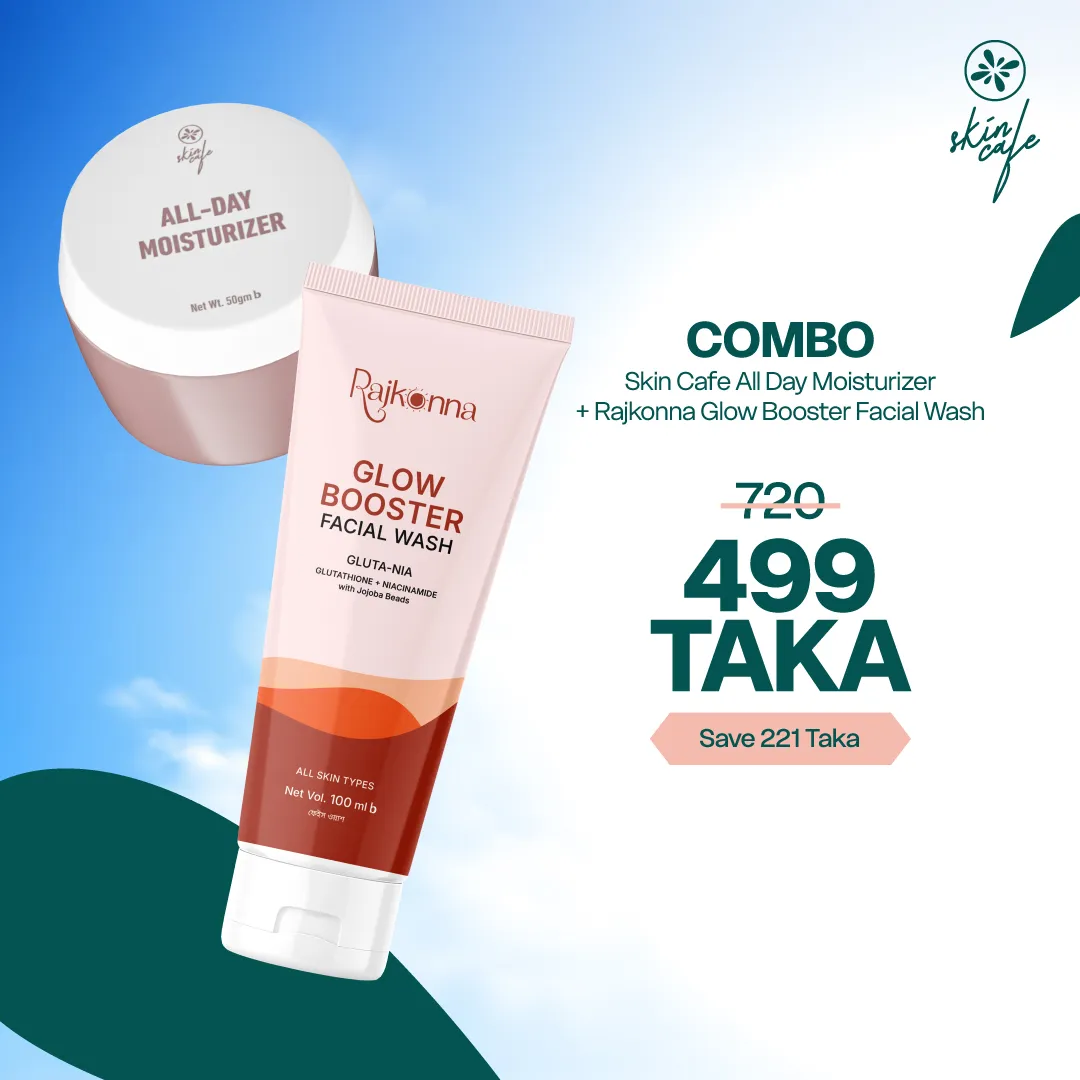 COMBO –Skin Cafe All-Day Moisturizer & Rajkonna Glow Booster Facial Wash With Gluta-Nia