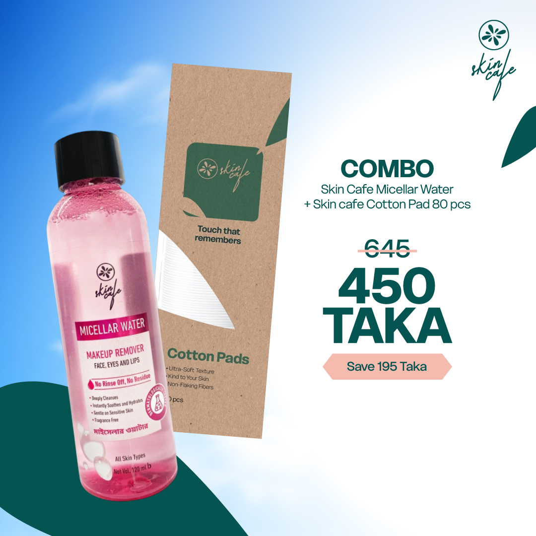 COMBO - Skin Cafe Micellar Water 120ml + Skin Cafe Cotton Pad 80pcs
